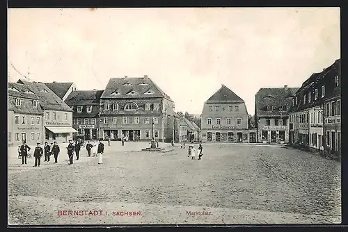 AK Bernstadt i. Sa., Marktplatz
