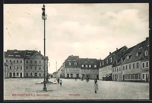 AK Bernstadt i. Sa., Marktplatz