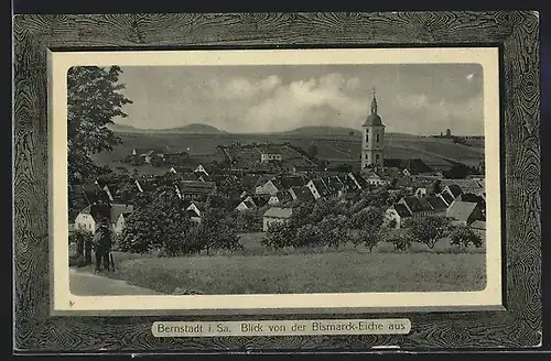 AK Bernstadt i. Sa., Blick von der Bismarck-Eiche auf den Ort