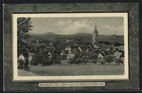 AK Bernstadt i. Sa., Blick von der Bismarck-Eiche auf den Ort