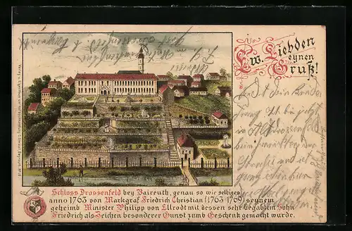 Lithographie Bayreuth, Schloss Drossenfeld