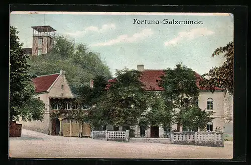 AK Salzmünde, Gasthof Fortuna, Aussichtsturm