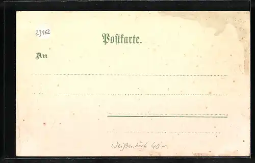 Lithographie Bochum, Elisabeth-Hospital, Marienkirche, Post