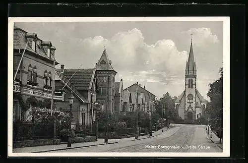 AK Mainz-Gonsenheim, Breite Strasse mit Gasthaus zum Waldschlösschen