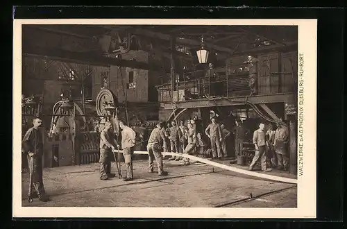 AK Duisburg-Ruhrort, Walzwerke der Phoenix AG, Fabrikarbeiter bei der Stahlverarbeitung