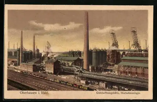 AK Oberhausen i. Rhld., Gutehoffnungshütte, Hochofenanlage