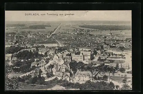 AK Durlach, Totalansicht vom Turmberg aus gesehen