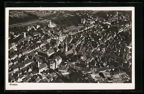 AK Bretten, Stadtansicht vom Flugzeug aus