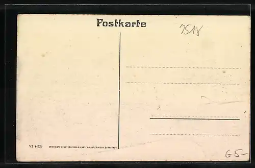 AK Bretten, Ortspanorama mit Kirchturm