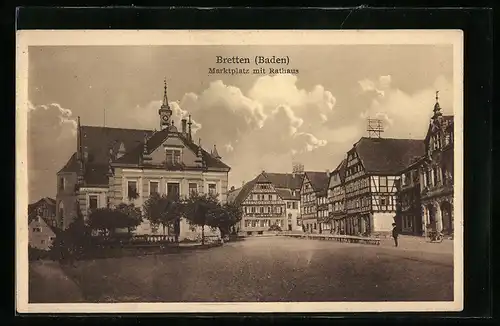 AK Bretten (Baden), Marktplatz mit Rathaus