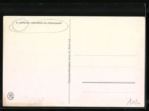 Künstler-AK Heinrich Hoffmann: Spinnstube im Schwarzwald mit Frauen in Tracht