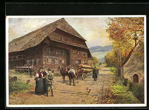 Künstler-AK Heinrich Hoffmann: Gasthaus zum Himmelreich (Eingang ins Höllental)