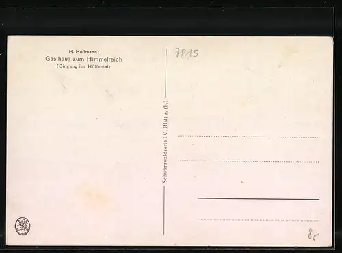 Künstler-AK Heinrich Hoffmann: Gasthaus zum Himmelreich (Eingang ins Höllental)