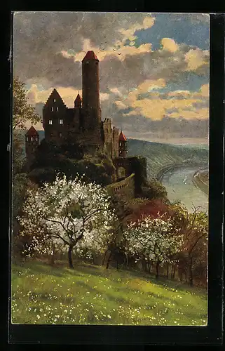 Künstler-AK Heinrich Hoffmann: Burg Hornberg am Neckar, Ruine