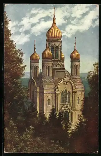 AK Wiesbaden, Russische Kirche auf dem Neroberg