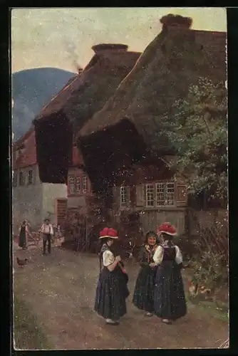 Künstler-AK H. Hoffmann: Frauen in traditioneller Kleidung unterhalten sich