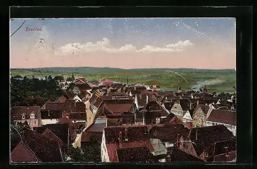 AK Bretten, Ortsansicht aus der Vogelschau