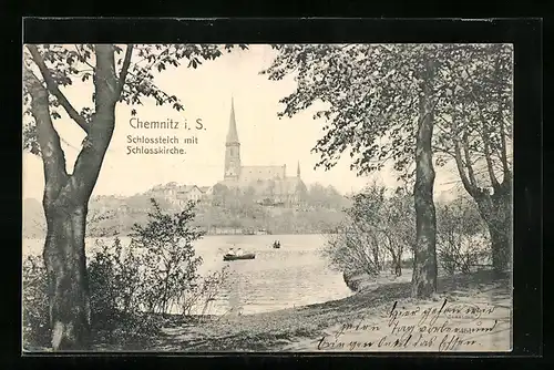 AK Chemnitz i. S., Schlossteich mit Schlosskirche