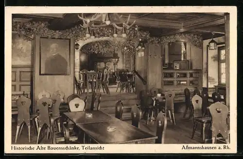 AK Assmannshausen a. Rh., Gasthaus Alte Bauernschänke, Innenansicht