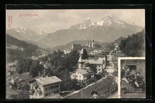 AK Berchtesgaden, Gesamtansicht, Bergleute im Salzbergwerk Ferdinandsberg