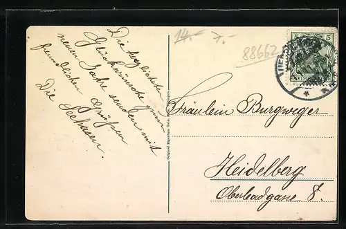 AK Überlingen, Passage des Seitenraddampfers Stadt Ueberlingen