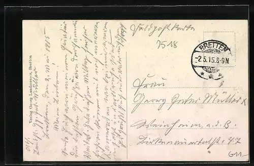 AK Bretten, Ortsansicht von Norden nach Süden