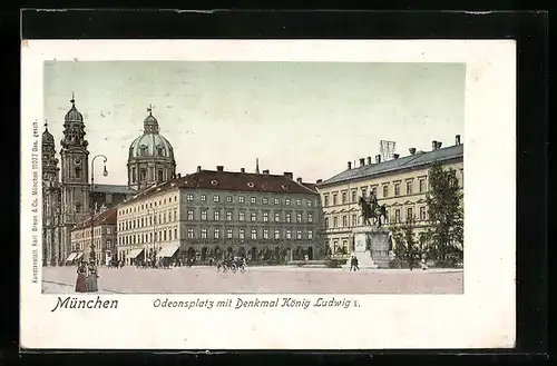 AK München, Odeonsplatz mit Denkmal König Ludwig I.