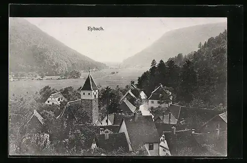 AK Eybach, Ortsansicht aus der Vogelschau