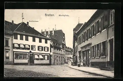 AK Bretten, Marktplatz mit Schillerhaus