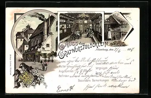 Lithographie Nürnberg, Gasthaus Bratwurstglöcklein