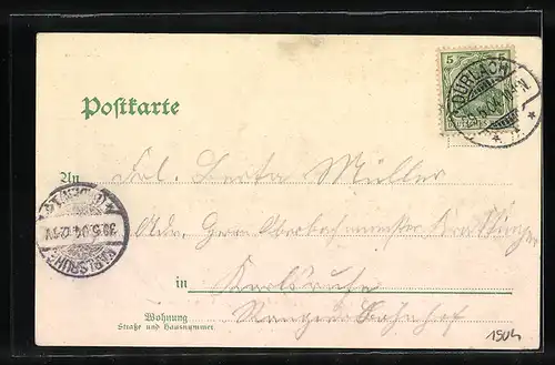 Lithographie Durlach, Turmberg, Wappen