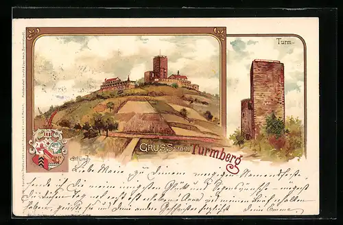 Künstler-AK Carl Münch: Durlach, Turm auf dem Turmberg