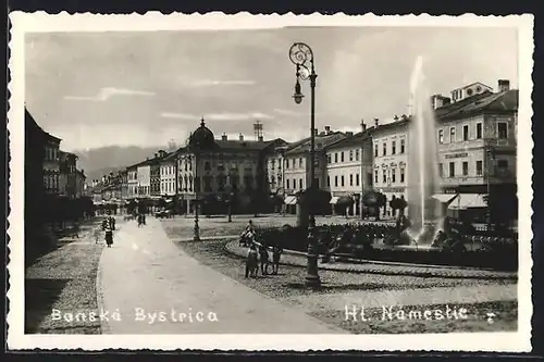 AK Banská-Bystrica, Ht. Námestie, Hauptplatz mit Fontäne