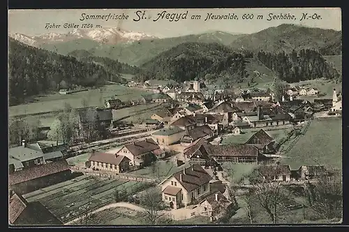 AK St. Aegyd am Neuwalde, Teilansicht und Hoher Göller