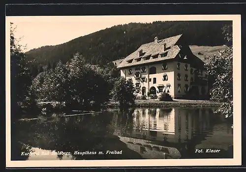 AK Bad Iselsberg, Kurhaus-Haupthaus mit Freibad