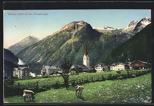 AK Krimml im Oberpinzgau, Ortsansicht mit Kirche