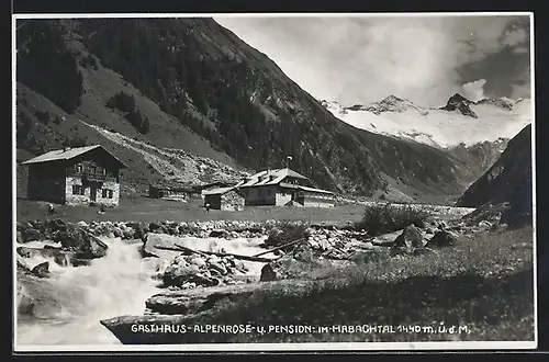 AK Bramberg /Wildkogl, Gasthaus Alpenrose und Pension im Habachtal