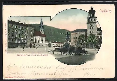AK Salzburg, Residenzbrunnen und Glockenspiel