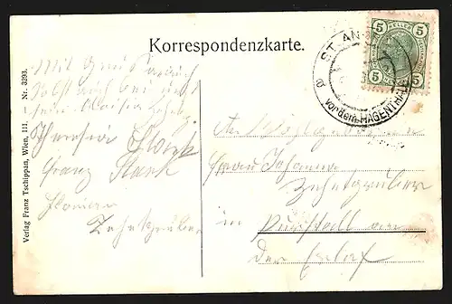 AK Unter-Kirchbach, Blick auf die Ortschaft im Tal