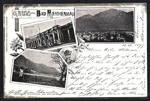 AK Bad Reichenhall, Ortsansicht, Colonnaden und Thumsee