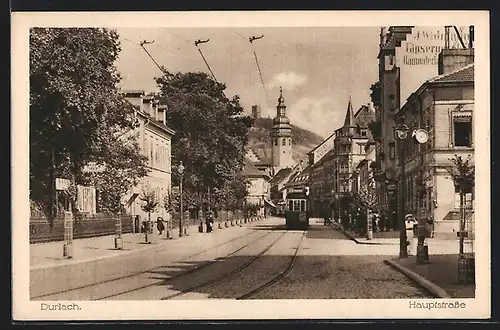 AK Durlach, Hauptstrasse mit Geschäften