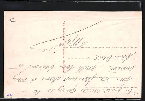 AK Saarbrücken, Bahnhofstrasse mit Geschäften und Strassenbahn, Im Hintergrund Bergamt