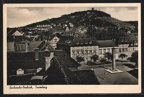 AK Karlsruhe-Durlach, Blick zum Turmberg