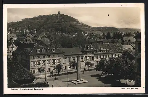 AK Karlsruhe-Durlach, Traindenkmal und Turmberg