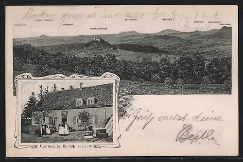 AK Donzdorf, Gasthaus zur Kuchalb, Panorama mit Ramsberg, Stuifen und Granegg