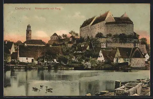 AK Cadolzburg, Flusspartie mit Burg