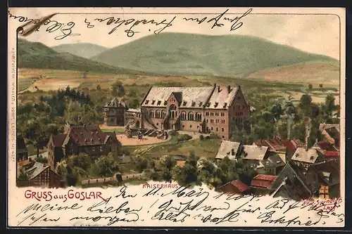 Künstler-AK Erwin Spindler: Goslar, Sicht zum Kaiserhaus