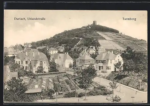 AK Durlach, Uhlandstrasse und Turmberg