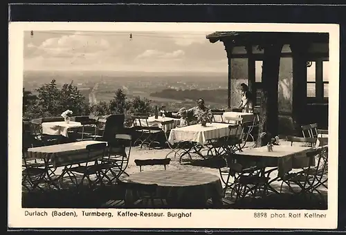 AK Durlach / Baden, Turmberg, Kaffee-Restaurant Burghof