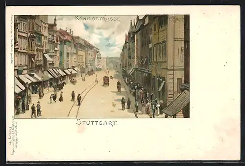 Künstler-AK Carl Münch: Stuttgart, Königsstrasse mit Geschäften